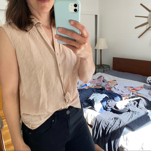 💃🏽 LAST CALL Vintage Blush Pink Linen Top - Picture 4 of 9